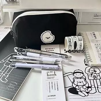 Милая косметичка для собак Kawaii, канцелярские товары, парусиновая косметичка, большой вместительный пенал, органайзер для путешествий, школьные принадлежности onesize