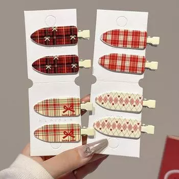 Милая красная решетчатая заколка-бантик, модная геометрическая заколка-капля, зажим для волос, боковые заколки, женские аксессуары для волос, корейские головные уборы амарантовый