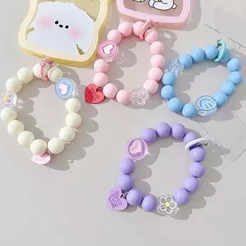 Милая красочная цепочка для мобильного телефона с бисером Love, акриловый брелок для ключей, сумка, подвески, милый девичий шнурок для телефона, ювелирные аксессуары