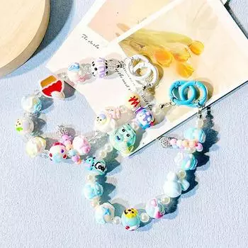 Милая красочная кукла из бисера, цепочка для мобильного телефона для женщин и девочек, милый мультяшный медведь, бант, чехол для телефона, шнурок, веревка A7