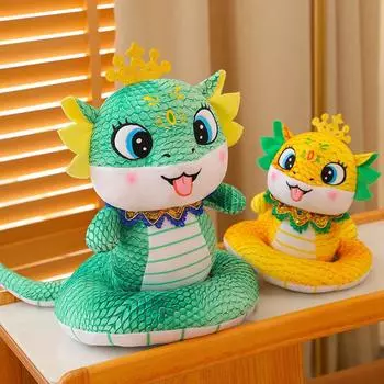 Милая красочная мультяшная змея, эльф, плюшевые игрушки, талисман, кукла китайского зодиака, благословение на удачу, подарок друзьям, украшение автомобиля/комнаты/стола зелёный