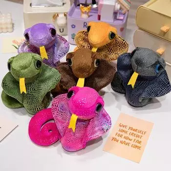 Милая красочная плюшевая игрушка-кукла в виде кобры, мультяшные животные, плюшевая игрушка-змея, украшение для спальни, кукла-талисман со знаком зодиака, подарок 20cm розовый