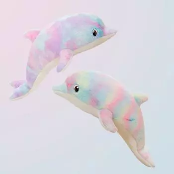 Милая красочная плюшевая игрушка в виде дельфина, мягкая подушка в виде животного, приятная игрушка для сна, украшение для дома, подарки на день рождения для детей 50cm