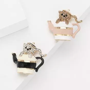 Милая креативная эмалевая брошь в виде медведя со стразами, модная универсальная мужская и женская одежда, корсаж, ювелирное украшение, булавка