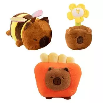 Милая креативная плюшевая кукла-капибара, лежащая пчела, цветок, хлеб, плюшевая игрушка-подушка в виде капибары, подарок на день рождения для мальчиков и девочек, плюшевые игрушки