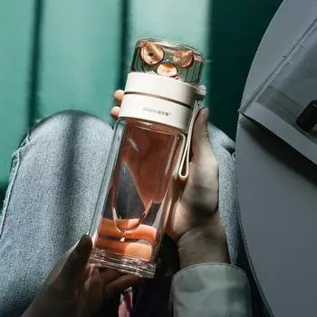 Милая креативная прозрачная пузырьковая изоляционная бутылка для чая, грелка для чая, стеклянный термос для разделения воды, посуда для заварки чая 400ml зелёный