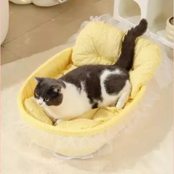 Милая кровать для кошки и собаки принцессы с подушкой, гнездо принцессы, съемный диван для питомца, кровати для собак, принадлежности для маленьких и средних кошек и собак 40x60cm зелёный