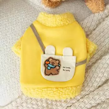 Милая круглая горловина моющаяся одежда для собак плюшевая двуногая толстовка принадлежности L