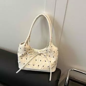 Милая крутая сумка в стиле гяру Женская 2025 Новая ный Все-сочетаемая Сумка на плечо Подмышечная сумка Модная Супер горячая Портативная маленькая сумка для переноски Rice White