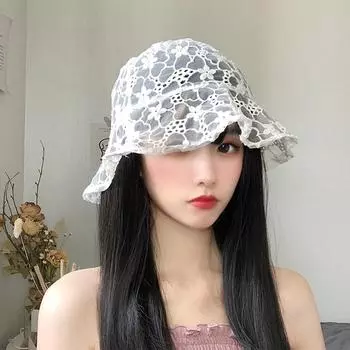 Милая кружевная шляпа, полый цветок, шляпа-ведро, женская шляпа рыбака, дышащая солнцезащитная шляпа с козырьком белый