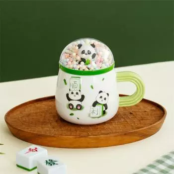 Милая кружка для воды студенческая с пандой, керамическая чашка с крышкой, чашка для питья высокой ценности, офисная чашка для кофе, кружка, сувенир 360ML