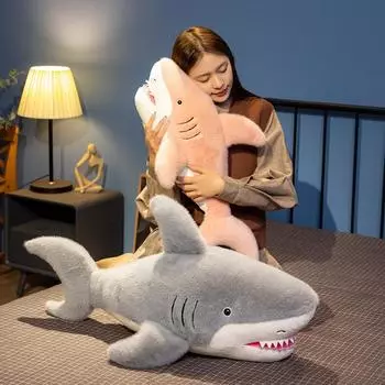 Милая кукла-акула, подушка для мальчиков и девочек, чтобы спать на кровати, тряпичная кукла, имитация плюшевой игрушки, кукла [Medium] 50cm