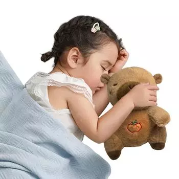 Милая кукла-капибара с музыкой и огнями, успокаивающая сон для новорожденных White