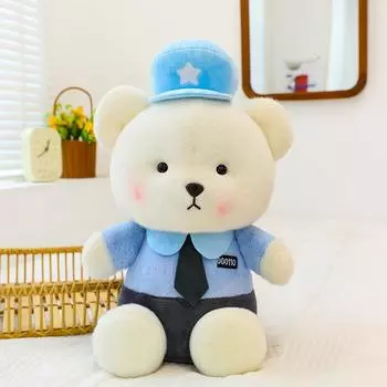 Милая кукла медведь-полицейский, плюшевая игрушка, кукла-подушка для сна, подарок на день рождения для девочки 23cm0.14kg синий