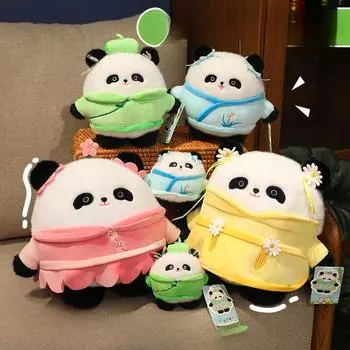 Милая кукла-панда в стиле National Trend, орхидея, бамбук, хризантема, китайская гигантская панда, плюшевая игрушка, подвеска в виде маленькой панды 12cm