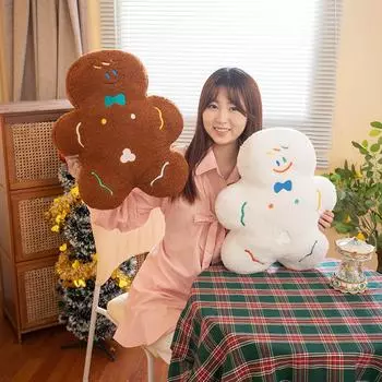 Милая кукла пряничный человечек, подушка для домашнего дивана, рождественская подушка для украшения рождественской вечеринки, подушка в виде пряничного человечка 45cm0.35kg