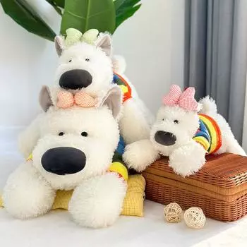 Милая кукла West Highland Dog, плюшевая игрушка, имитация нацарапанного щенка, спящего на длинной подушке, тряпичная кукла 45cm