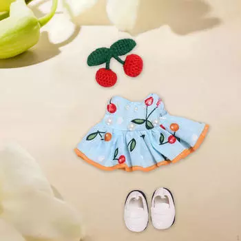 Милая кукольная одежда 15 см с подвеской, платье, костюм с аксессуаром для волос, детская игрушка, кукла