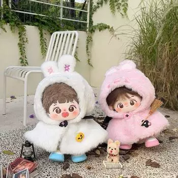 Милая кукольная шапка-кролик из хлопка, накидка, пальто 10 см, кукольный плащ из хлопка, кукла с набивкой из хлопка 10cm розовый