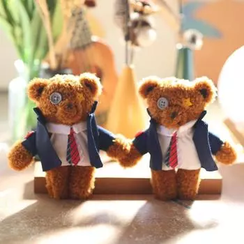 Милая кулон-медведь в виде кнопки, плюшевая игрушка, кукла-медведь, сумка, подвесной брелок, тряпичная кукла, кукла 15Cm