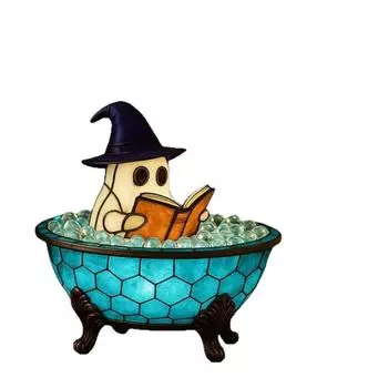 Милая лампа для пены для ванны в виде привидения, смола, светодиодная лампа в виде привидения, креативный ночник в виде привидения на Хэллоуин, подарок синий