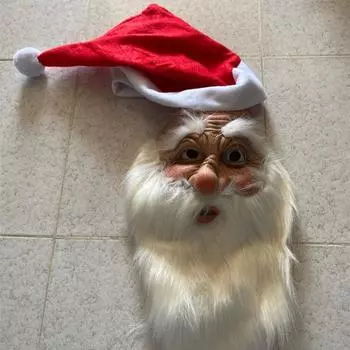 Милая латексная маска Санта-Клауса, маскарадная маска с бородой для рождественской вечеринки, косплея