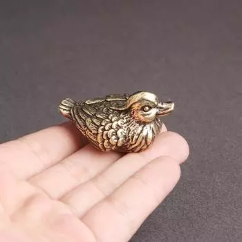 Милая латунная уточка-мандаринка, настольные украшения, домашний декор, медные фигурки животных, украшения, миниатюры, поделки, подарки на свадьбу