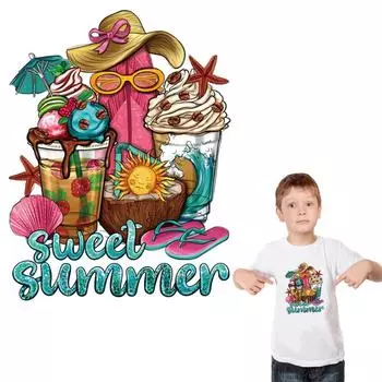Милая летняя нашивка для одежды, футболка с термопрессом и аппликацией, наклейки для одежды своими руками, наклейки Parches Ropa, украшение для мороженого