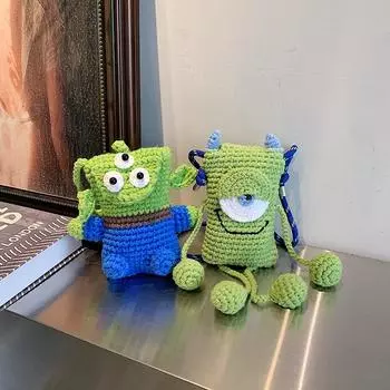 Милая летняя шерстяная плетеная сумка с рисунком большого глаза сумка на плечо монстр личность жареная уличная интернет знаменитость сумка для мобильного телефона