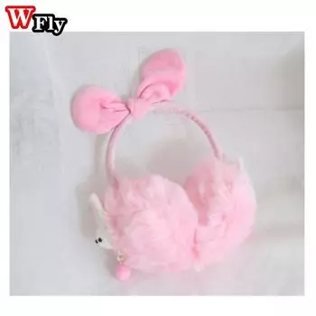 Милая Лолита для женщин и девочек, милые плюшевые наушники с кроликом, детские студенческие милые теплые наушники, наушники, повязка на голову, аксессуары розовый