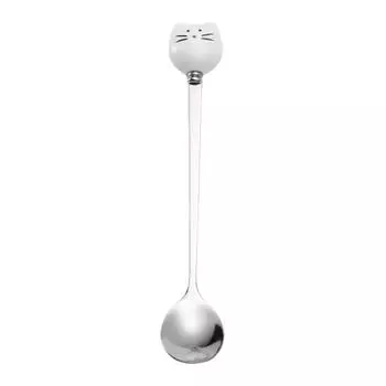 Милая ложка для кошек из нержавеющей стали с длинной ручкой для чая, кофе, мороженого, десерта