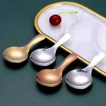 Милая ложка из нержавеющей стали 304 с короткой ручкой и круглой головкой, детская десертная ложка для мороженого, креативная мини-чайная ложка, кухонные принадлежности розового золота