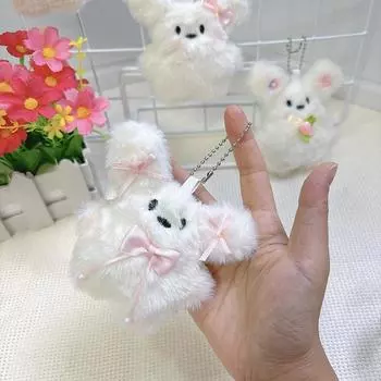 Милая маленькая белая собака плюшевая подвеска мультфильм брелок украшение сумка подвесной маленький подарок as the picture