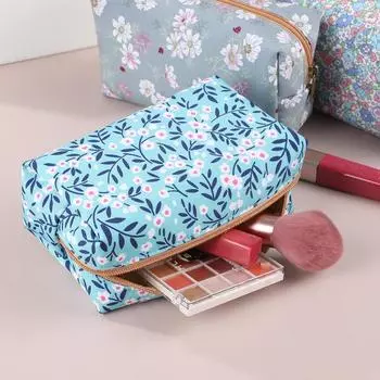Милая маленькая цветочная хлопковая косметичка женская моющаяся сумка на молнии для женщин и девочек кавайные дорожные косметички