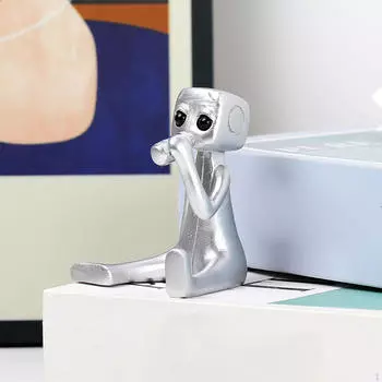Милая маленькая фигурка робота из смолы, художественная игрушка, декоративная статуэтка, украшение для офисного стола для прихожей