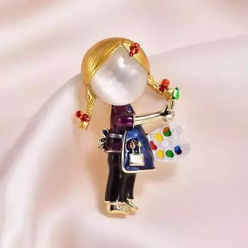 Милая маленькая художница-девочка-брошь, женская индивидуальность высокого класса, дизайн корсажа, нишевая булавка, костюм и аксессуары