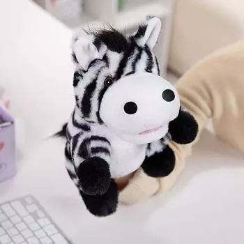 Милая маленькая кукла-марионетка в виде животного, которая может открывать рот, кукла, детский сад, раннее развитие, реквизит для сторителлинга, пальчиковая кукла для родителей и детей 25cm зебра