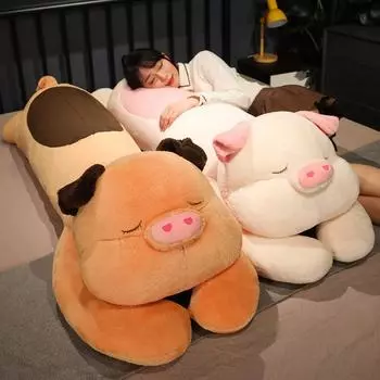 Милая маленькая кукла-свинка, спящая на кровати с подушкой, огромная кукла-свинка, подушка, плюшевая игрушка, кукла 60cm (0.35kg)