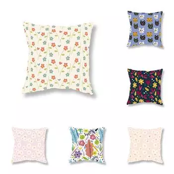 Милая маленькая наволочка с цветком и кошкой, наволочка с фруктами, украшение для дивана, прикроватная тумбочка для комнаты, офисного игрового стула, наволочка, украшение для дома 40x40cm