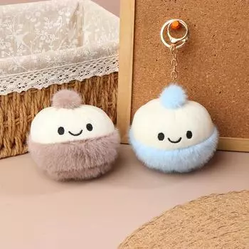 Милая маленькая плюшевая игрушка-брелок в виде колобка, мультяшная мягкая кукла-подвеска, брелок для ключей от машины, рюкзак, сумка, декор для детей, подарок жёлтый