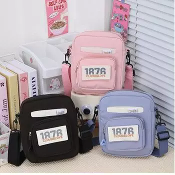 Милая маленькая сумка для женщин 2025 года, новая летняя модная японская студенческая холщовая универсальная сумка через плечо на одно плечо для девочек 17x5x20cm чёрный