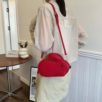 Милая маленькая сумка-кролик для женщин 2024 года, новая модная сумка-мессенджер, простая иностранная однотонная женская сумка, сумка через плечо чёрный