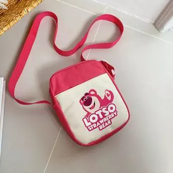 Милая маленькая сумка Новая мультяшная сумка-мессенджер Сумка на плечо из парусины с цветным блоком и изображением медведя Женская студенческая сумка для мобильного телефона для отдыха