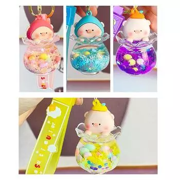 Милая маленькая свинья в масле зыбучие пески аквариум дрейф бутылка брелок женский милый изысканный сумка брелок розовый