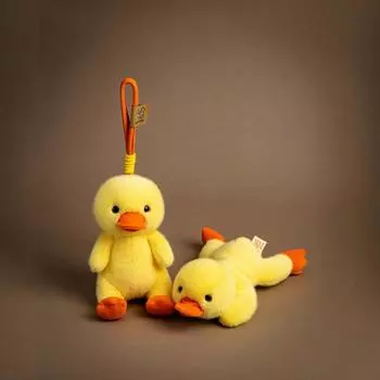 Милая маленькая желтая уточка кукла креативная плюшевая подвеска кукла школьная сумка подвесное украшение плюшевая игрушка кукла [Lying Position 22cm; Sitting Position 15cm]