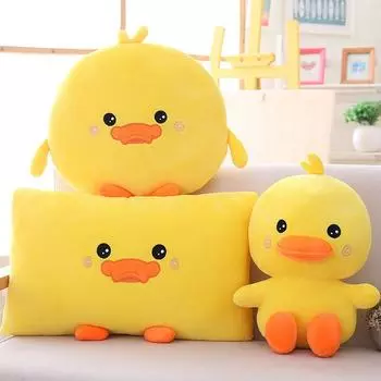Милая маленькая желтая уточка плюшевая игрушка кукла милая и забавная диванная подушка офисная подушка для сна as shown