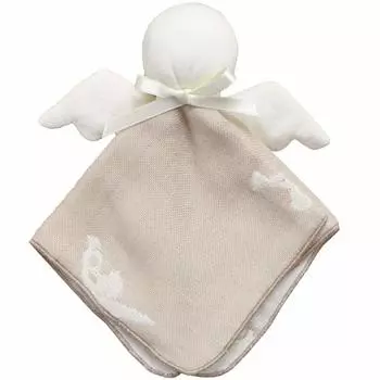 Милая мамочка Сделано в Японии Детская погремушка с колокольчиком Марлевый платок Тройной марлевый Ангел Подарок для ребенка Подарочный мешочек из органзы Ангел Бежевый