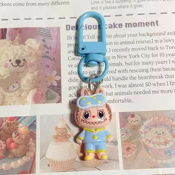 Милая маска для глаз пижама брелок Labubu мультяшный монстры подвеска для телефона шарм декор для сумки чехол для наушников кольцо для ключей автомобиля