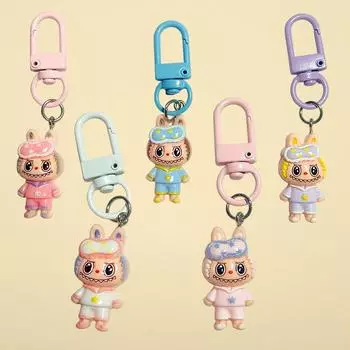 Милая маска для глаз пижама брелок Labubu мультфильм монстры телефон кулон чехол для наушников подвеска сумка декор брелок для ключей автомобиля A5
