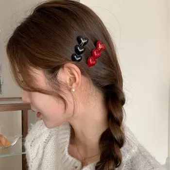 Милая, милая челка в форме сердца с любовью, боковая заколка, корейская мода, милая женская заколка-уточка, заколка для волос, простые металлические аксессуары для волос красный